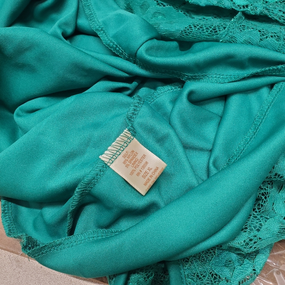 Liberty Love Emerald Green Lace A-Line Sleeveless Dress Size XL NWT - Picture 9 of 10